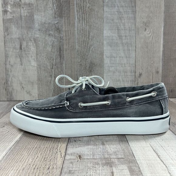Sperry Men's Bahama II Boat Shoes Sneakers Canvas Denim Salt Washed Gray Size 9 - Picture 6 of 12